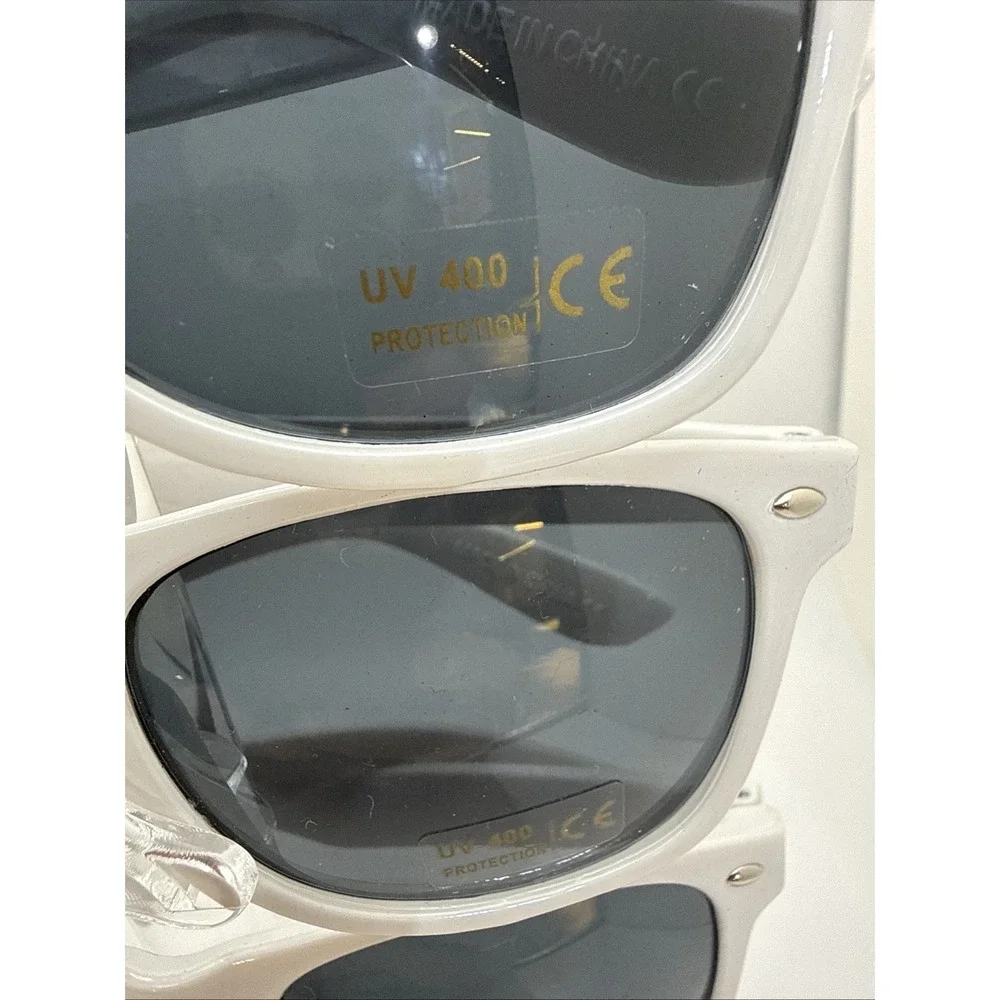 3 X Sunglasses Square White Frame Green Lens  UV Protective WHOLESALE DEAL -NWT